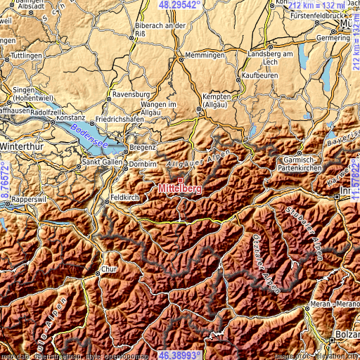 Topographic map of Mittelberg