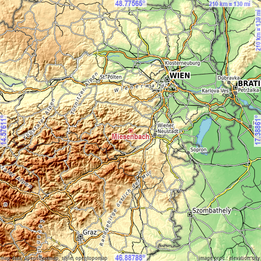 Topographic map of Miesenbach