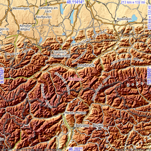 Topographic map of Mieders