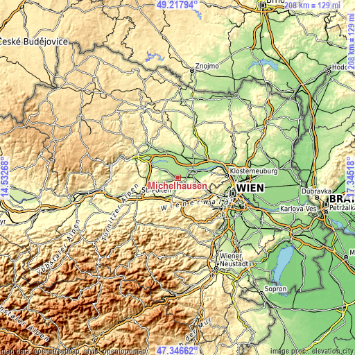 Topographic map of Michelhausen
