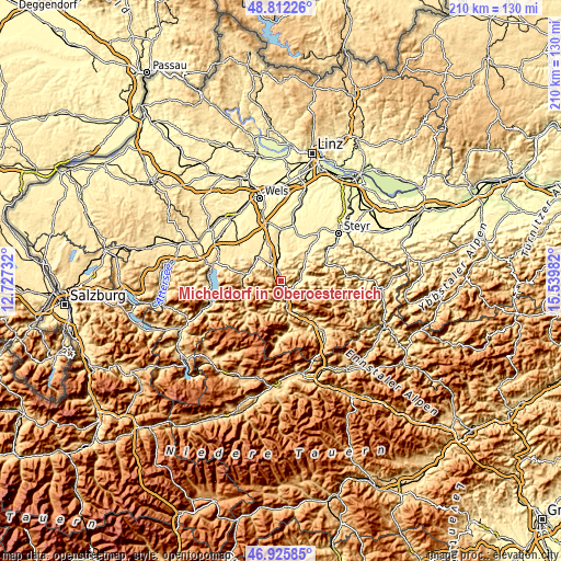 Topographic map of Micheldorf in Oberösterreich