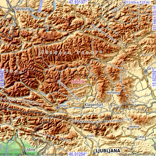 Topographic map of Metnitz