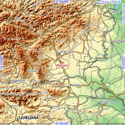 Topographic map of Mellach