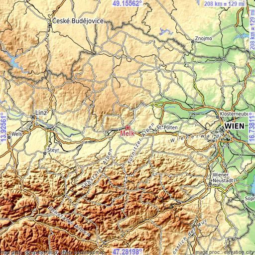 Topographic map of Melk