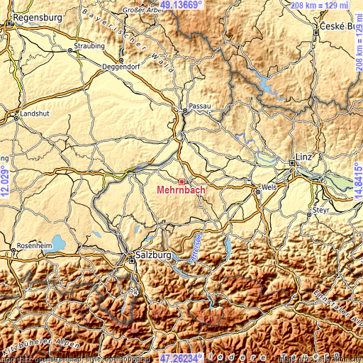 Topographic map of Mehrnbach