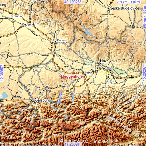 Topographic map of Meggenhofen