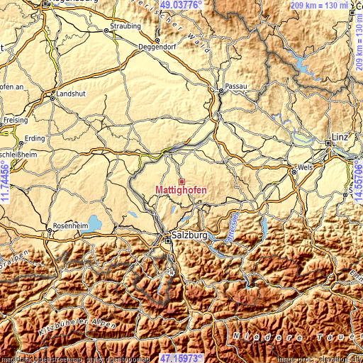 Topographic map of Mattighofen