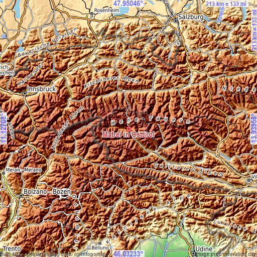 Topographic map of Matrei in Osttirol