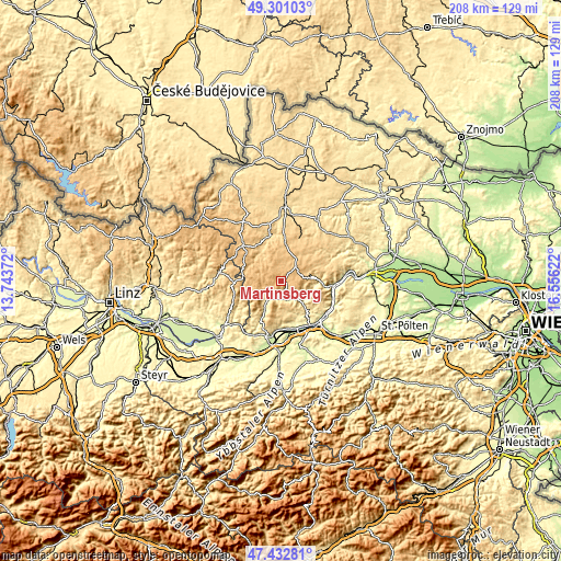 Topographic map of Martinsberg