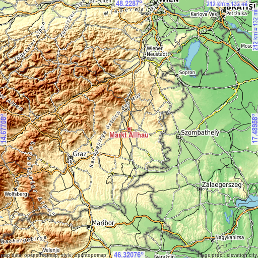 Topographic map of Markt Allhau