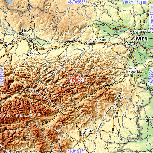 Topographic map of Mariazell