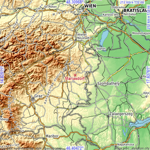 Topographic map of Mariasdorf