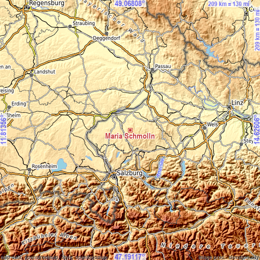 Topographic map of Maria Schmolln