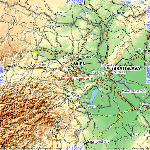Topographic map of Maria Lanzendorf