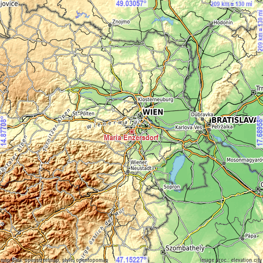 Topographic map of Maria Enzersdorf
