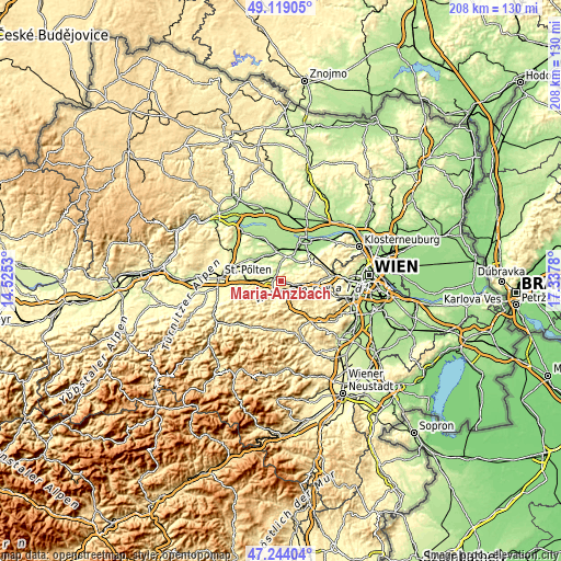 Topographic map of Maria-Anzbach