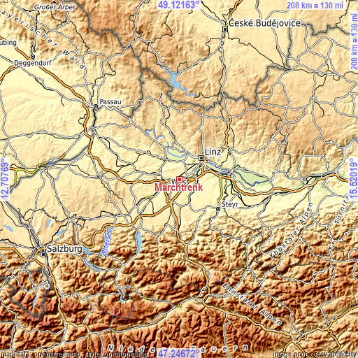 Topographic map of Marchtrenk