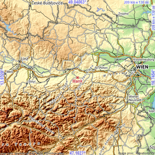 Topographic map of Mank