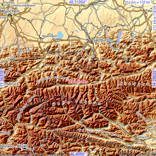 Topographic map of Maishofen