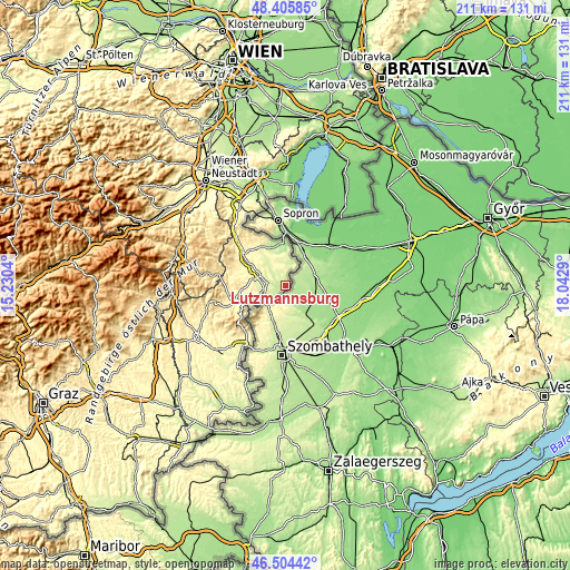 Topographic map of Lutzmannsburg