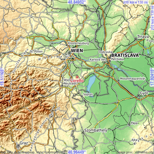 Topographic map of Loretto