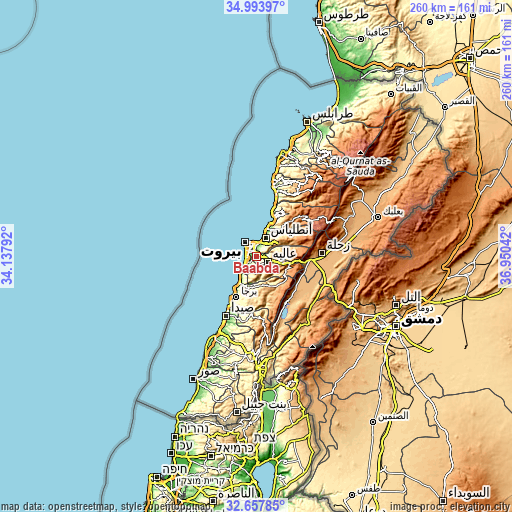 Topographic map of Baabda