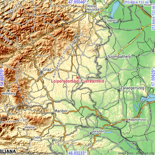 Topographic map of Loipersdorf bei Fürstenfeld