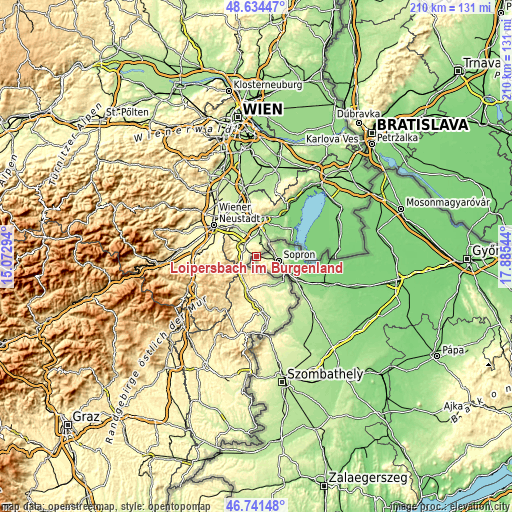 Topographic map of Loipersbach im Burgenland