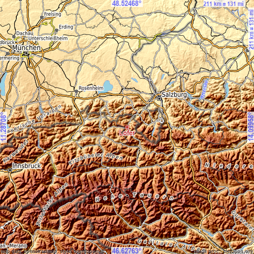 Topographic map of Lofer