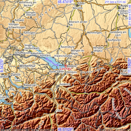 Topographic map of Lochau
