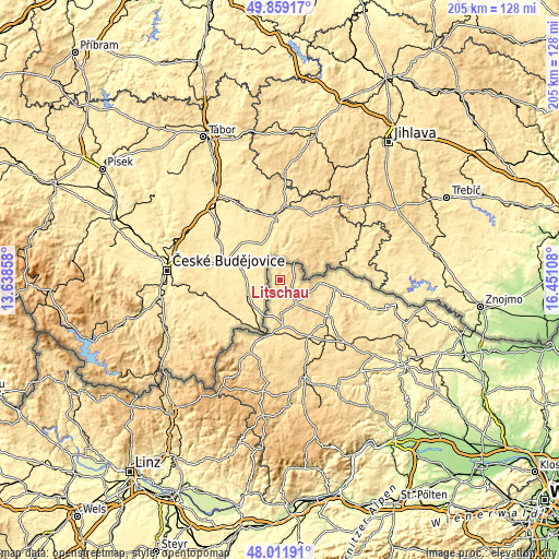 Topographic map of Litschau