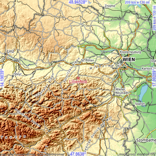 Topographic map of Lilienfeld