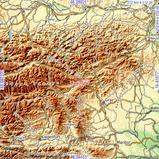 Topographic map of Liesingtal