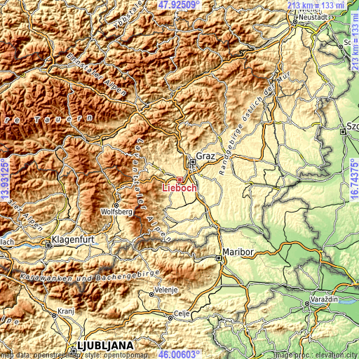 Topographic map of Lieboch