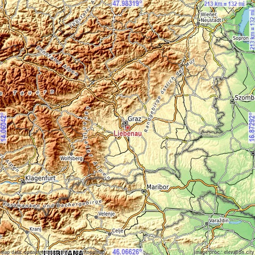 Topographic map of Liebenau