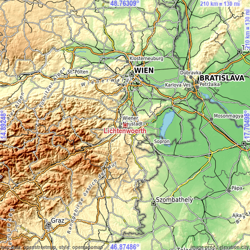 Topographic map of Lichtenwörth