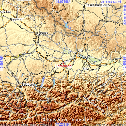 Topographic map of Lichtenegg