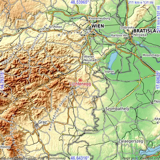 Topographic map of Lichtenegg