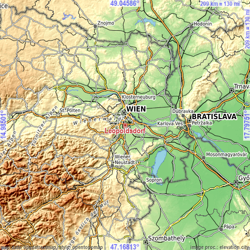 Topographic map of Leopoldsdorf