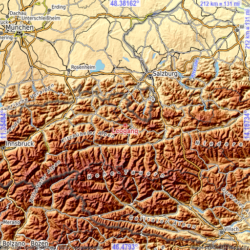Topographic map of Leogang