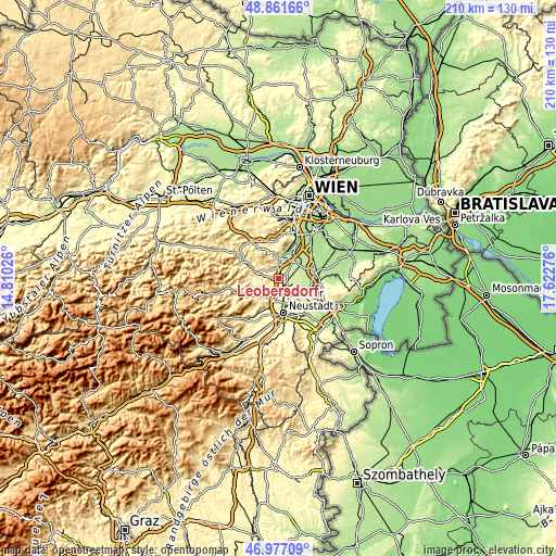 Topographic map of Leobersdorf