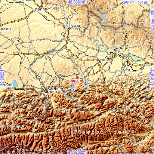 Topographic map of Lenzing