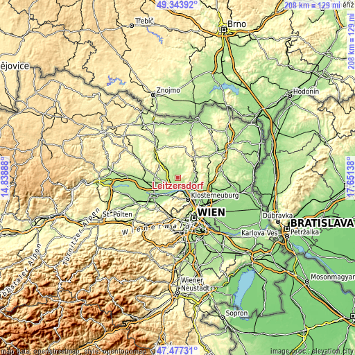 Topographic map of Leitzersdorf