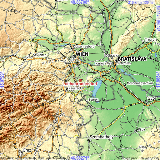 Topographic map of Leithaprodersdorf