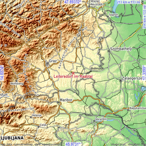 Topographic map of Leitersdorf im Raabtal