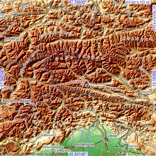 Topographic map of Leisach