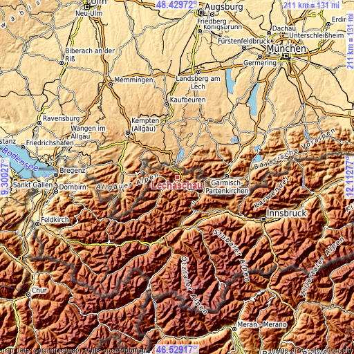Topographic map of Lechaschau