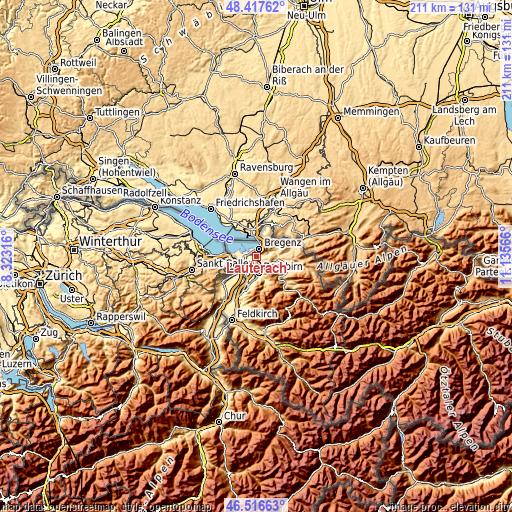 Topographic map of Lauterach