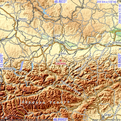 Topographic map of Laussa
