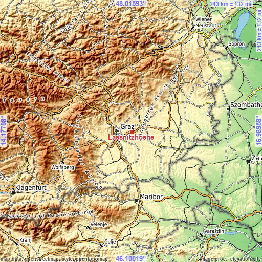 Topographic map of Lassnitzhöhe